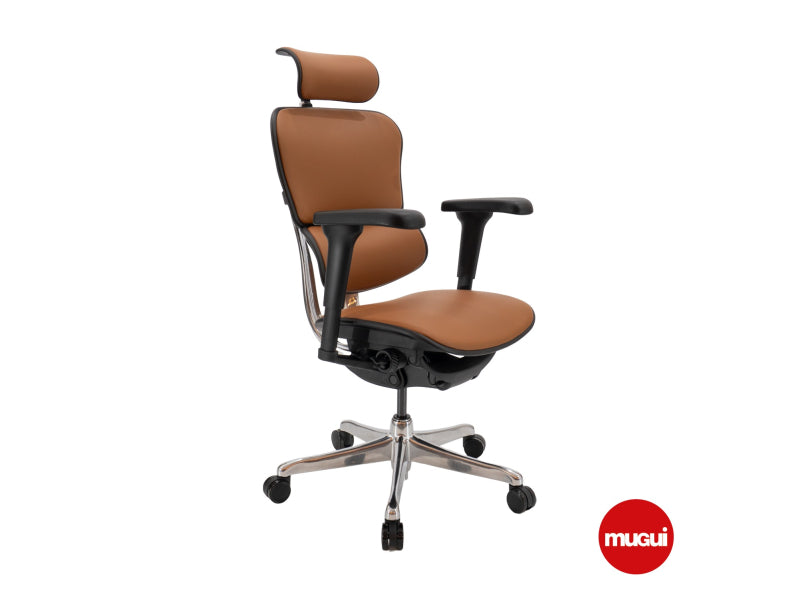 Silla ergonomica Premium en cuero COM-3100