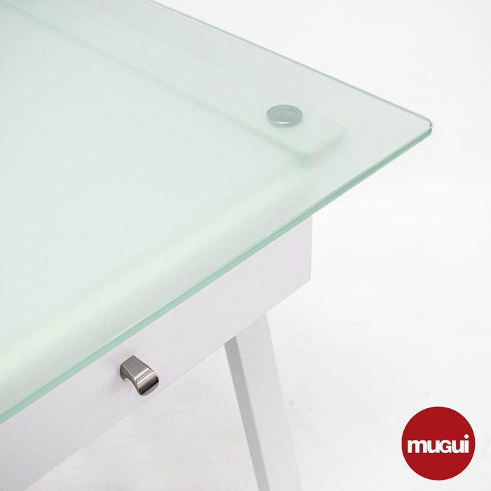 Escritorio de sobre en vidrio con gavetas - MueblesMugui